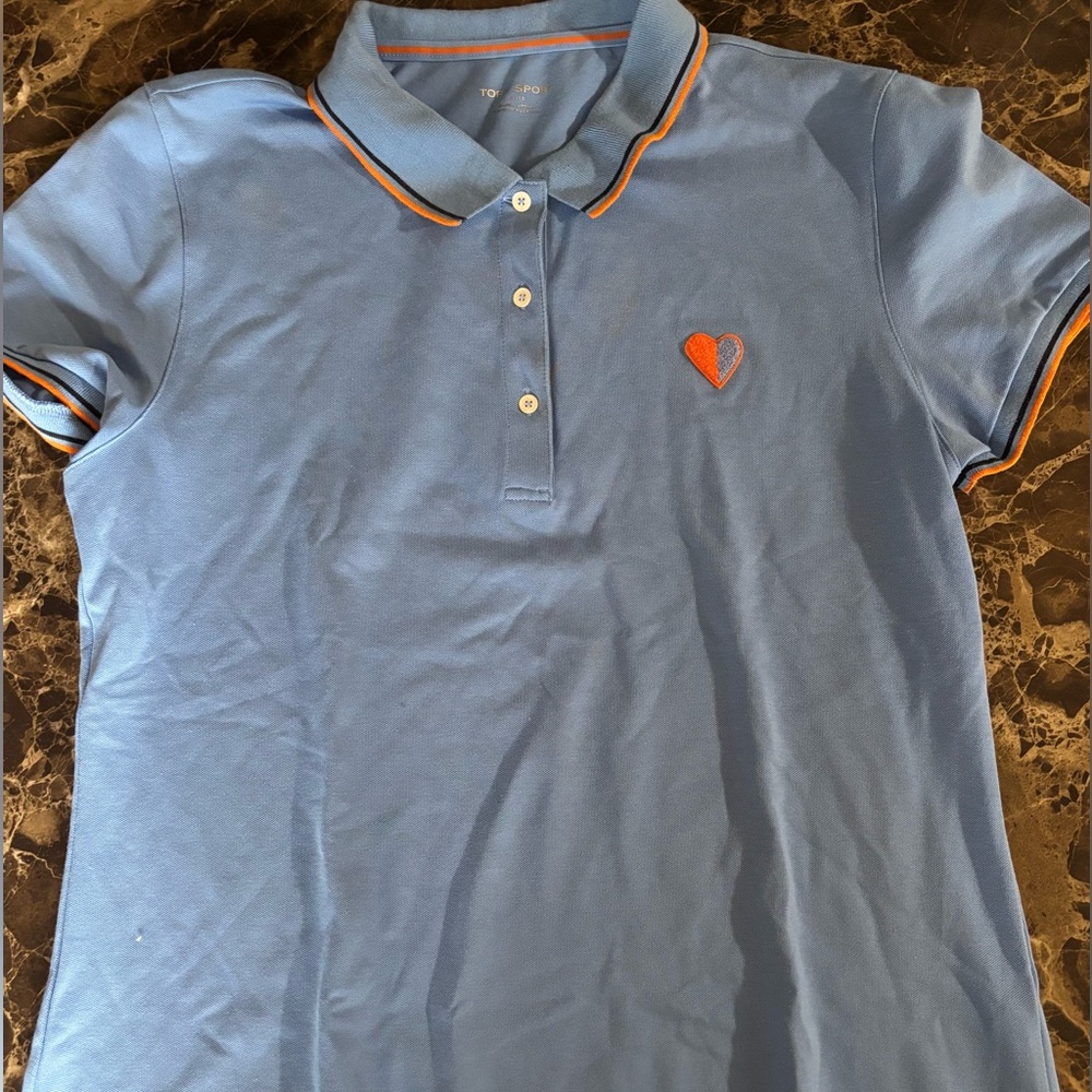 Tory Sport Light Blue Polo with Orange Trim